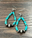 2.2" Long, Tiny 4mm Gemstone & Navajo Pearl Earrings