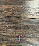 Sterling Silver Chain Necklace, Small! Turquoise Pendant